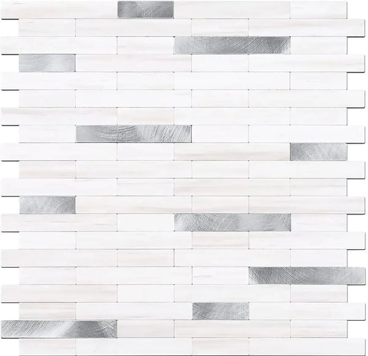 Faux Stone Mixed Metal Linear Blend - Dolomite White Mixed Metal Silver