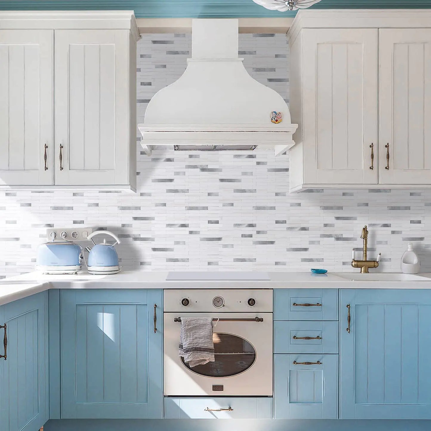 Faux Stone Mixed Metal Linear Blend - Dolomite White Mixed Metal Silver