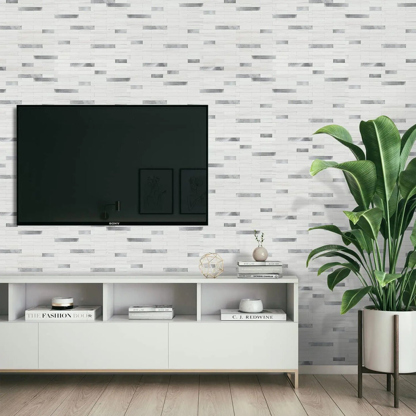 Faux Stone Mixed Metal Linear Blend - Dolomite White Mixed Metal Silver