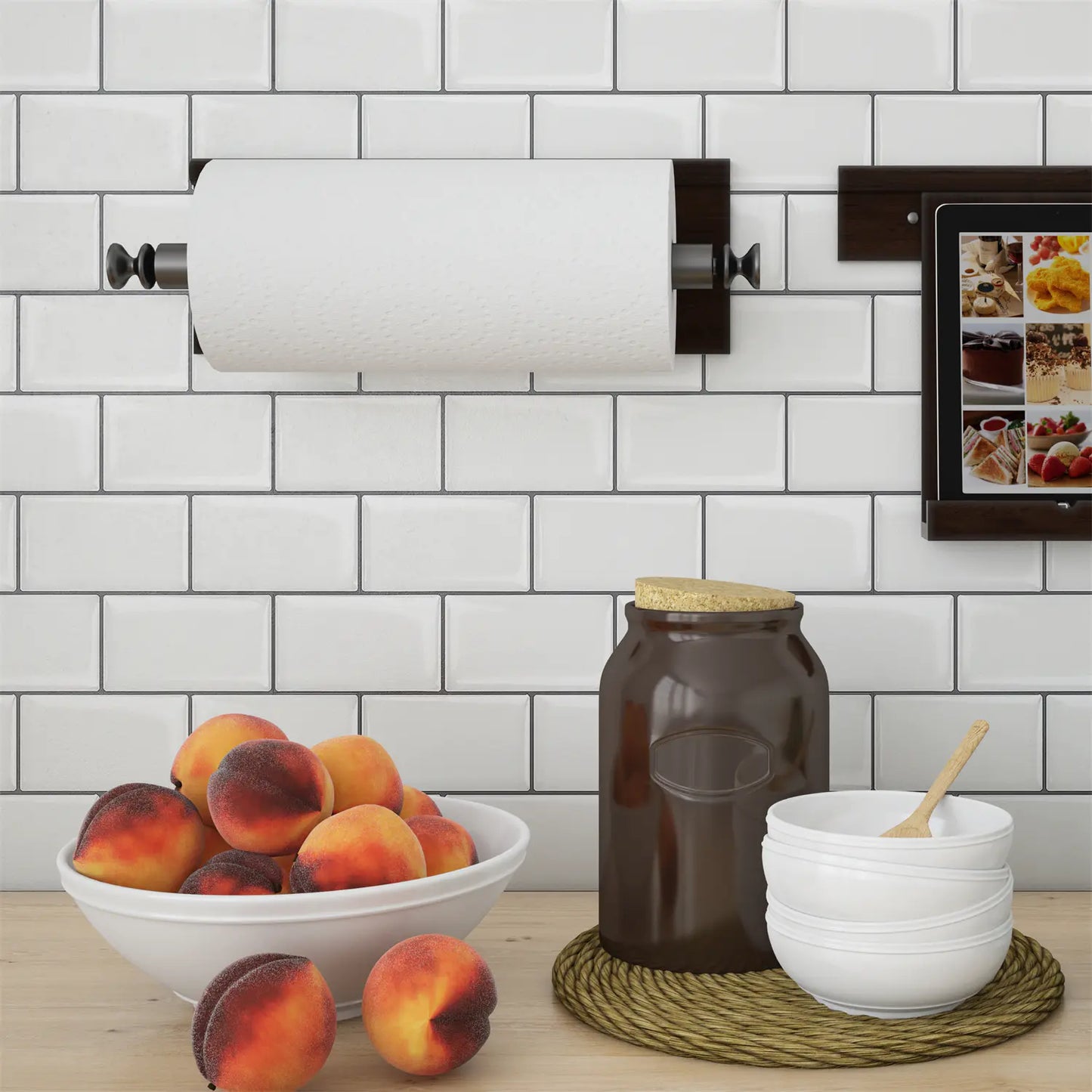 Subway Tiles Peel and Stick Thicker Design - Warm White with Grey Grout