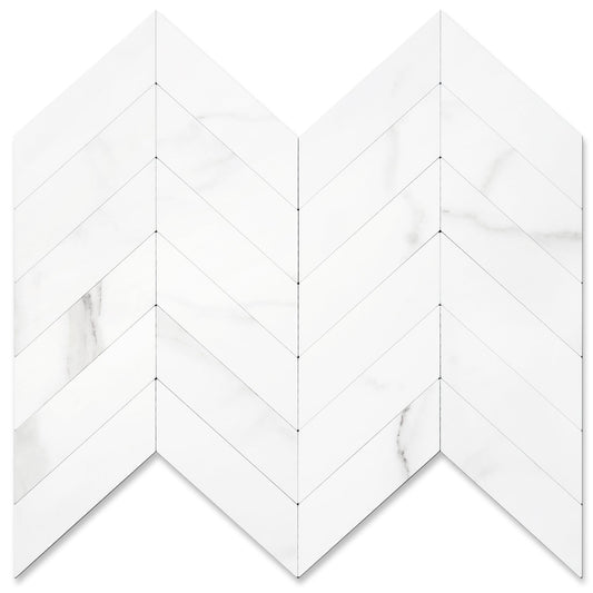 Herringbone Wall Tiles - Statuario White Marble