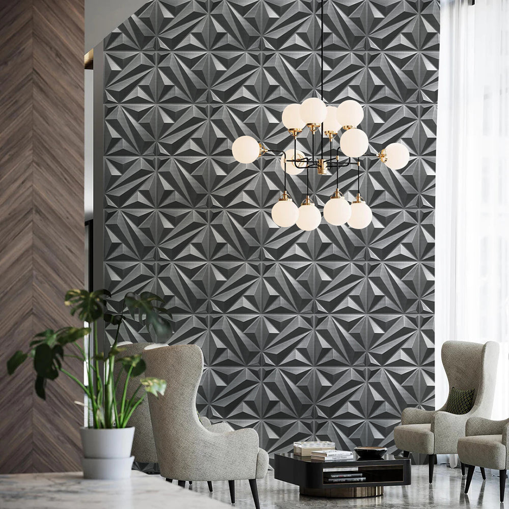 Flower Textured 3D PVC Wall Panels - Silver
