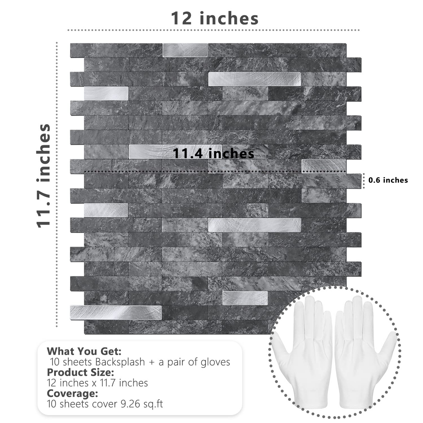 Faux Stone Mixed Metal Linear Blend - Black Slate with Metal Silver