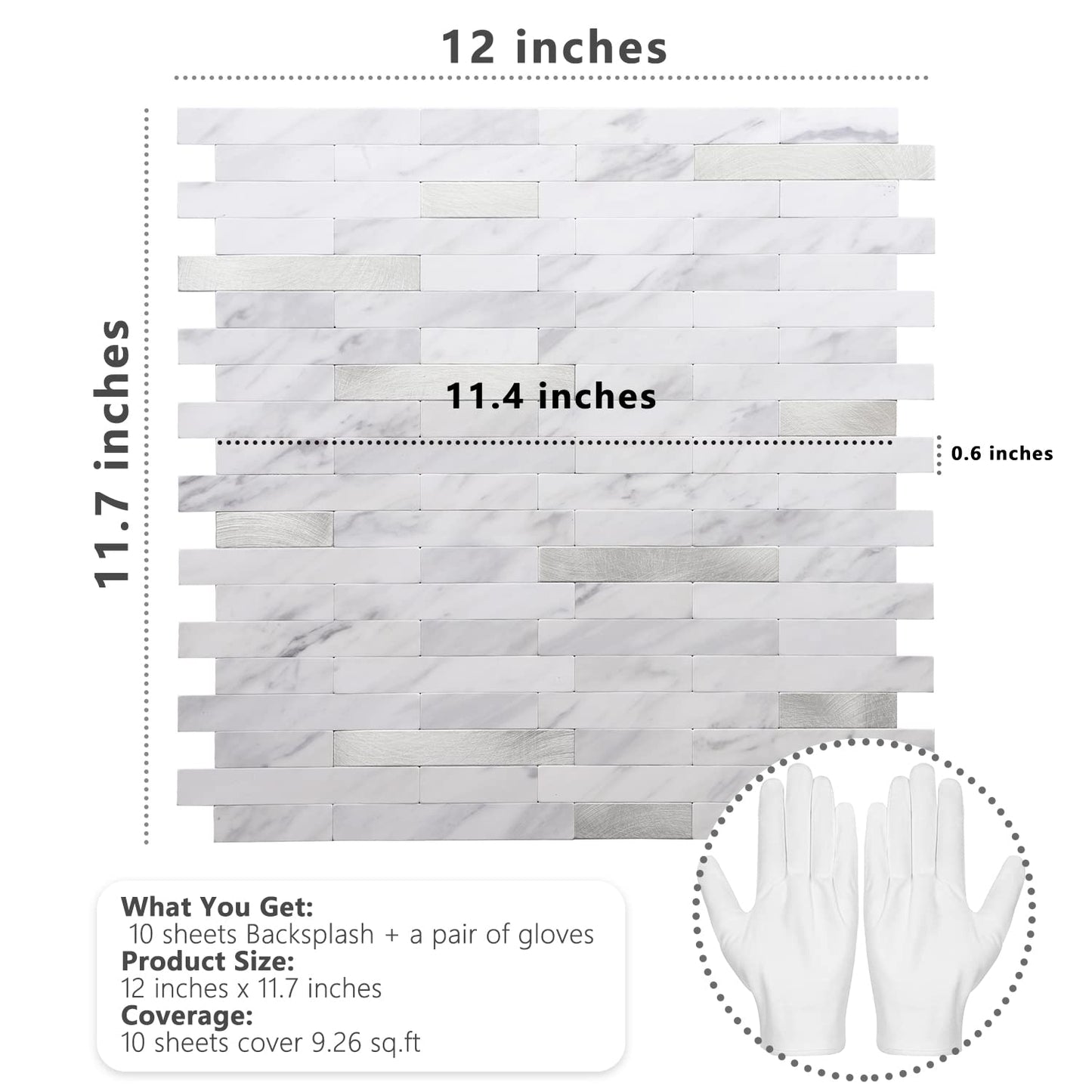 Faux Stone Mixed Metal Linear Blend - White Marble with Metal Silver