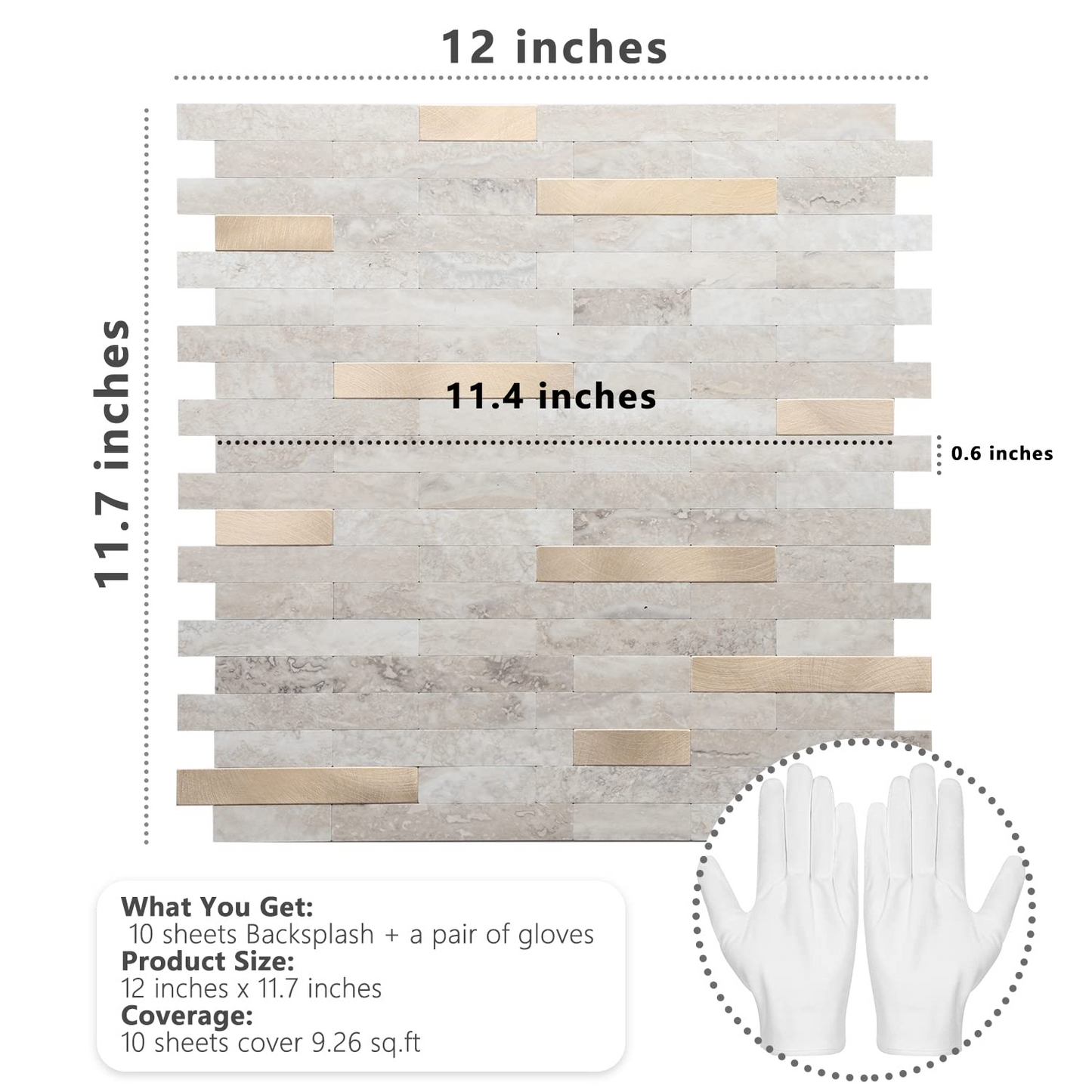 Faux Stone Mixed Metal Linear Blend - Beige with Metal Gold