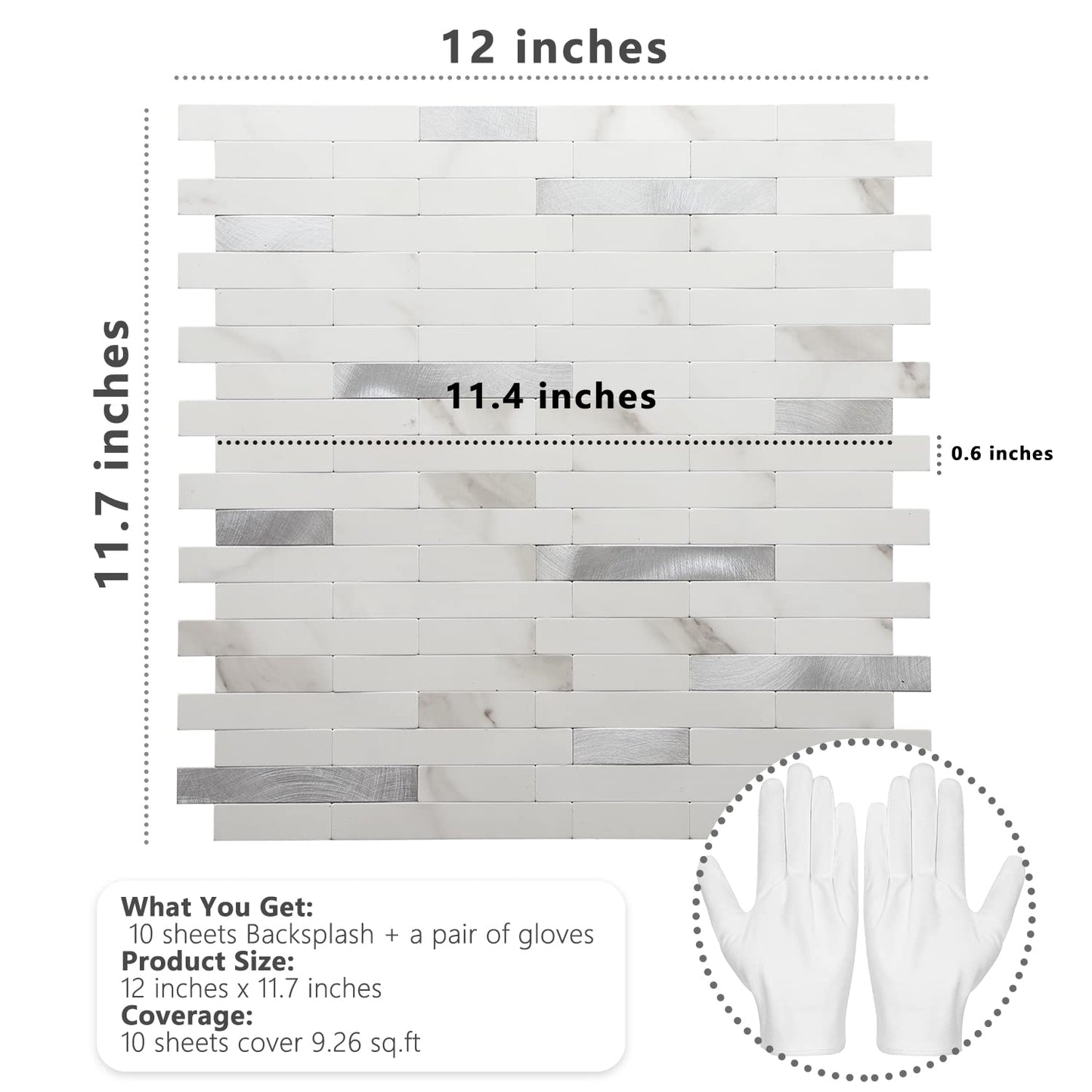 Faux Stone Mixed Metal Linear Blend - Statuario White with Metal Silver