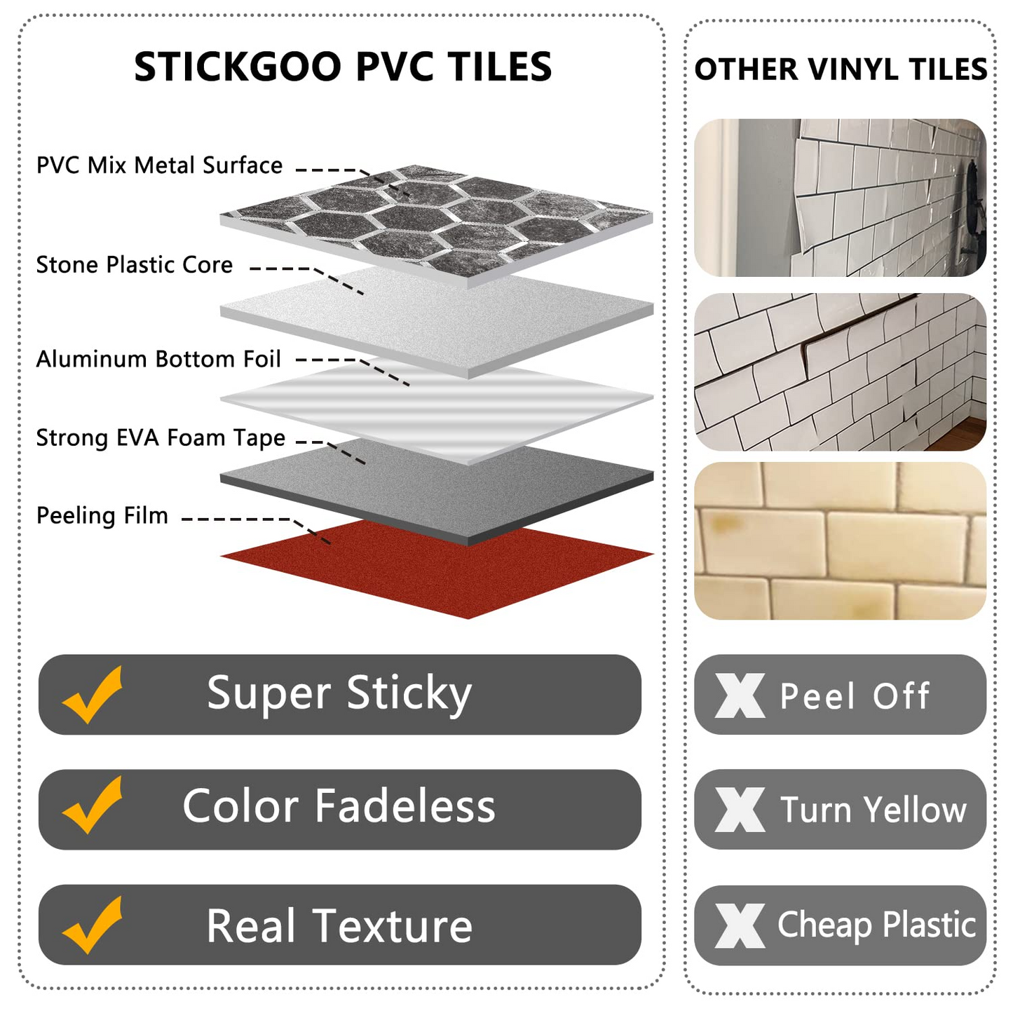 Hexagon Faux Stone Mixed Metal - Black Slate with Metal Silver