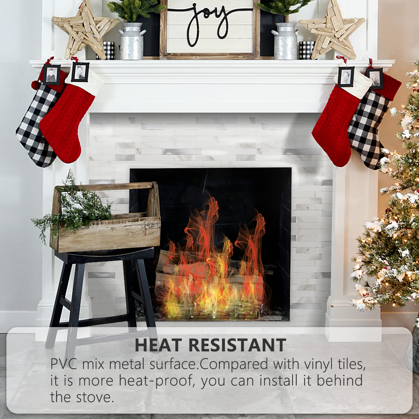 Faux Stone Mixed Metal Linear Blend - Statuario White with Metal Silver