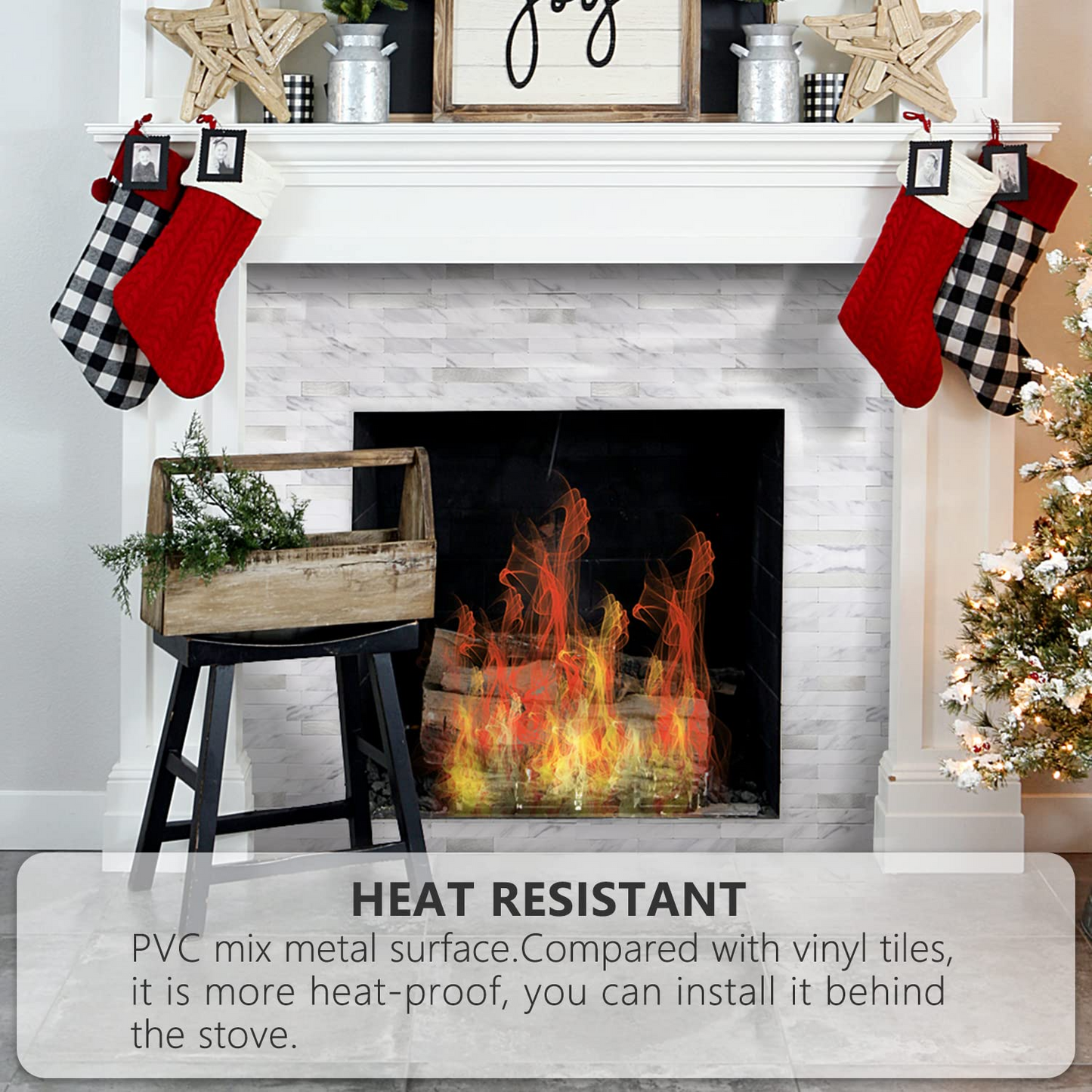 Faux Stone Mixed Metal Linear Blend - White Marble with Metal Silver