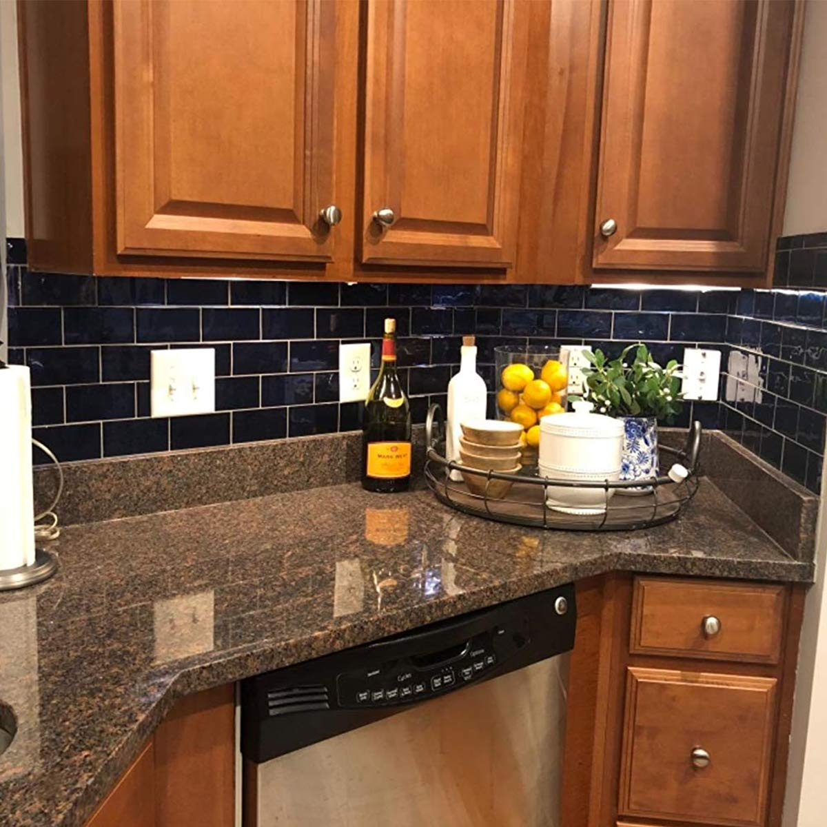 Subway Tile Peel and Stick Backsplash - Deep Blue