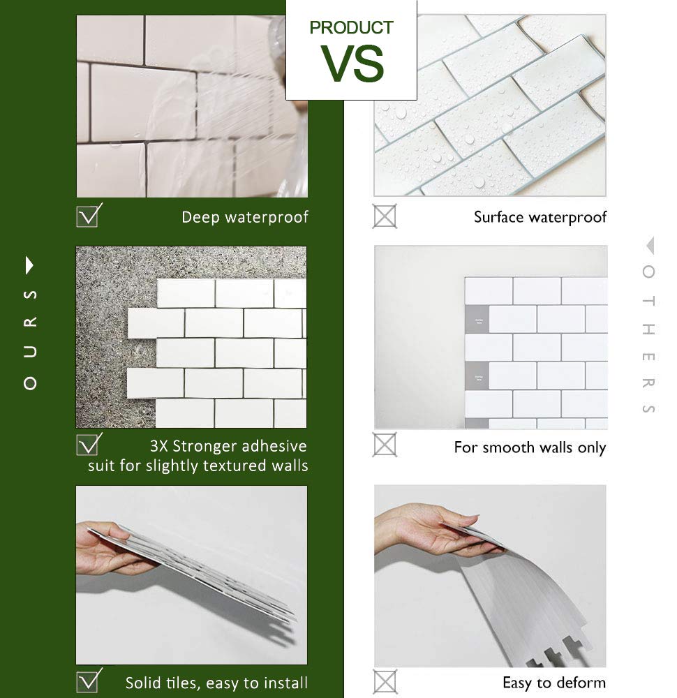 Subway Tile Peel and Stick Backsplash - White