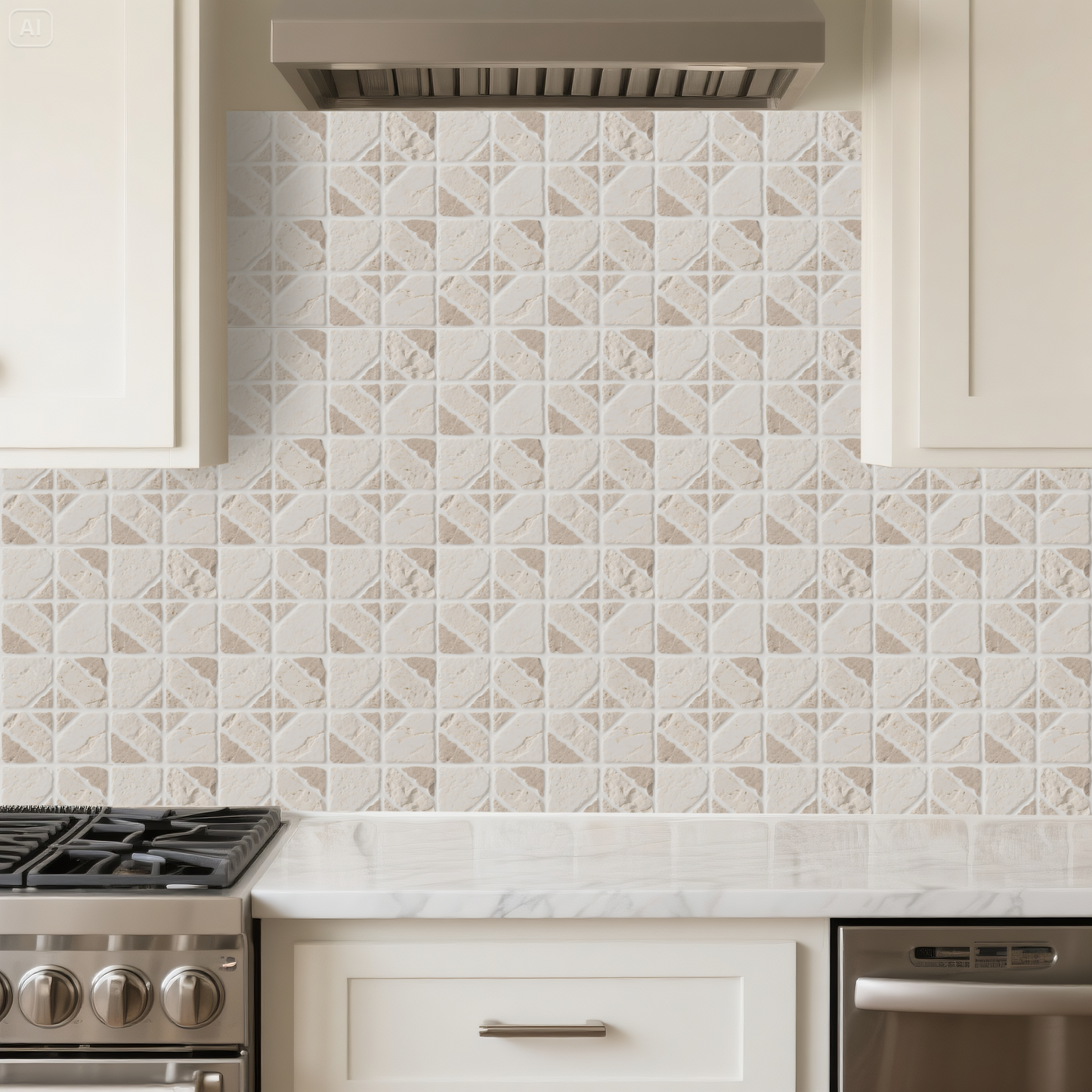 3D Cream White Travertine Peel and Stick Wall Tile