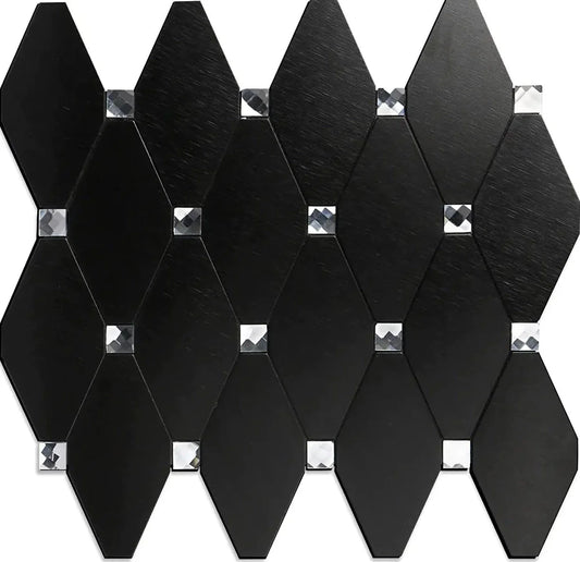 PVC Mixed Glass Mosaic Tile Backsplash - Black