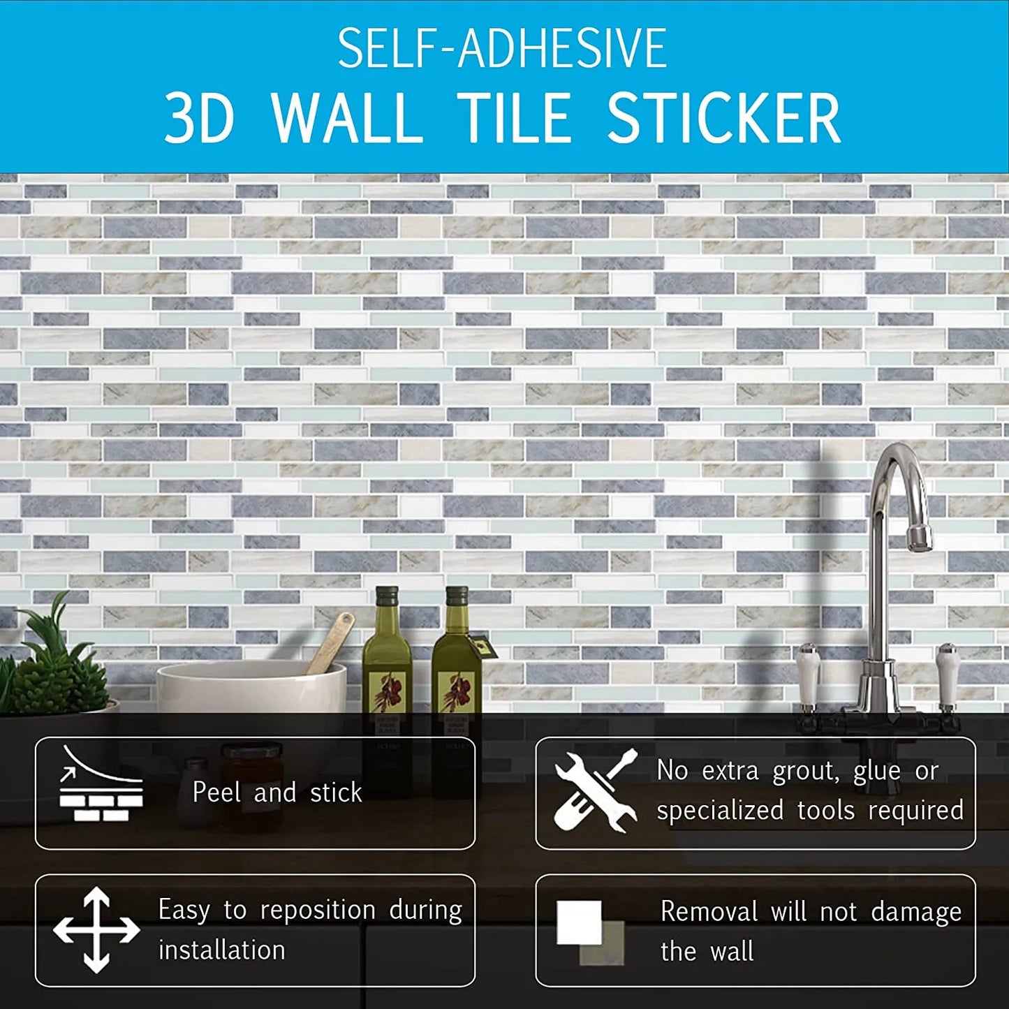 Vamos Tile Linear Blend - Light Blue