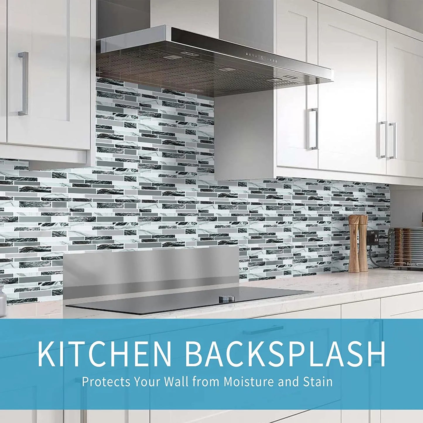 Vamos Tile Linear Blend - Marble Black & Grey