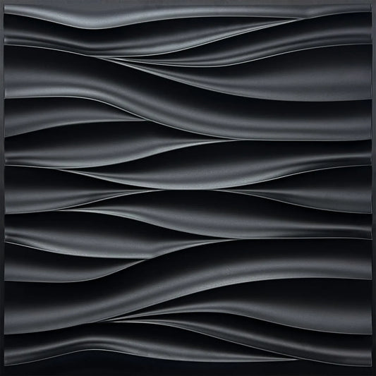 Wave Design Textured PVC Wall Panels - Black
