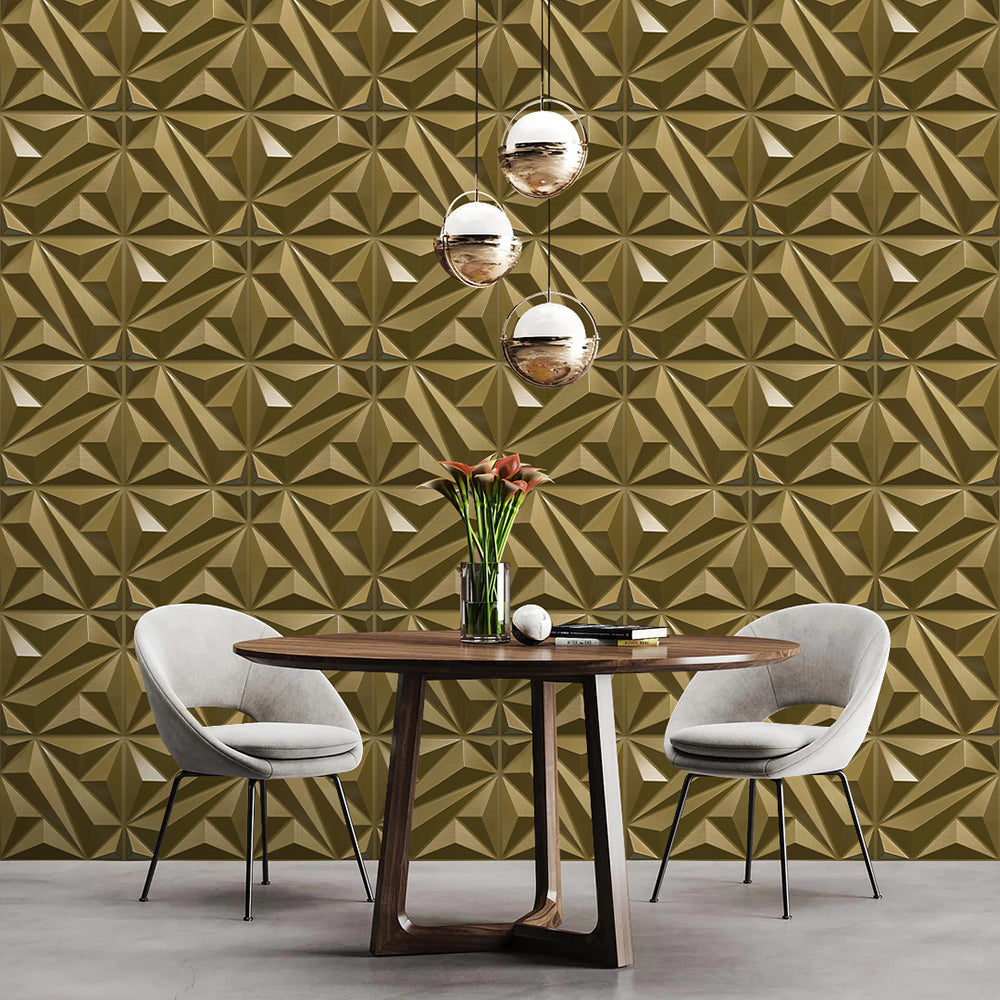 Flower Textured 3D PVC Wall Panels - Gold